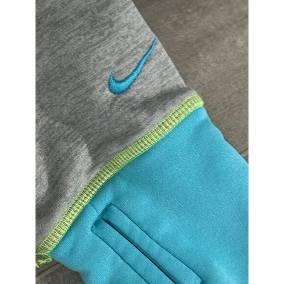 Nike Women's Teal & Gray Hoodie With Thumb Holes - Large therma fit - Picture 4 of 9